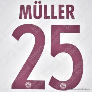 Official Reissue 2014-15 Bayern Munich Away Name Set #25 MÜLLER (DekoGraphics)