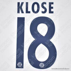 Official Reissue 2007-08 Bayern Munich Away Name Set #18 KLOSE (DekoGraphics)
