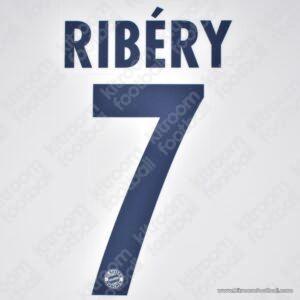 Official Reissue 2007-08 Bayern Munich Away Name Set #7 RIBÉRY (DekoGraphics)