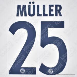 Official Reissue 2007-08 Bayern Munich Away Name Set #25 MÜLLER (DekoGraphics)