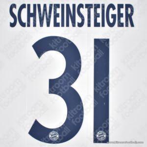 Official Reissue 2007-08 Bayern Munich Away Name Set #31 SCHWEINSTEIGER (DekoGraphics) - Image 1
