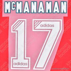 1994-95 Liverpool Home Name Set #17 MCMANAMAN (Repro)