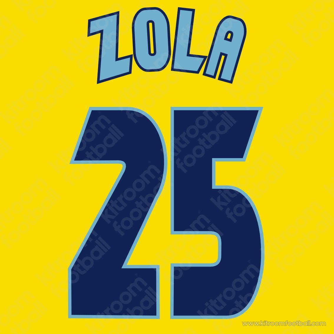 1997-98 Chelsea Cup Away Name Set #25 ZOLA (Repro) – Kitroom Football