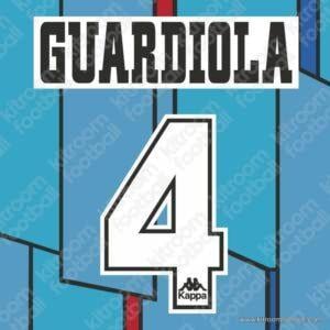 1995-96 Barcelona La Liga Away Name Set #4 GUARDIOLA (Repro)