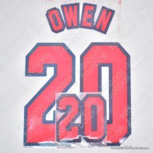 1998 England FIFA World Cup Home Name Set #20 OWEN v2 (Repro)