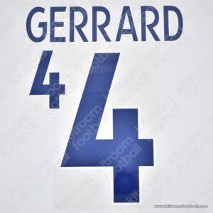2004 England UEFA Euro Home Name Set #4 GERRARD (Repro)