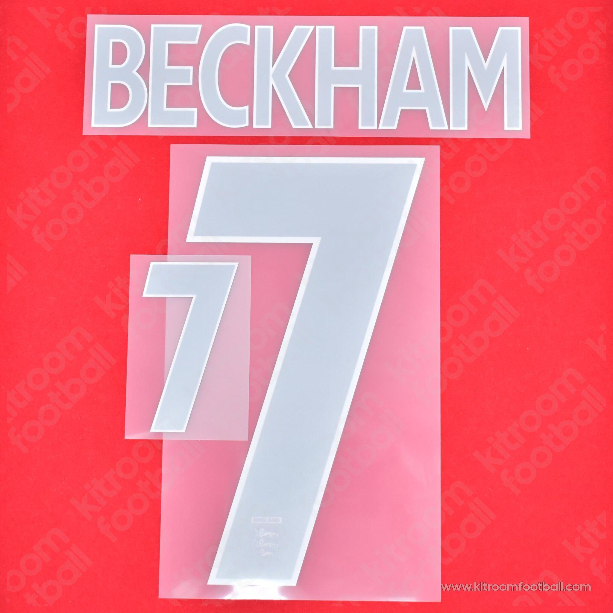 2004-06 England UEFA Euro Away Name Set #7 BECKHAM v2 (Repro) – Kitroom ...