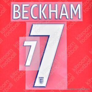 2008 England UEFA Euro Away Name Set #7 BECKHAM v2 (Repro)