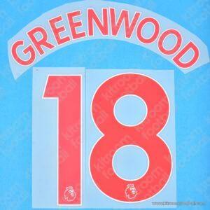 2021-23 Manchester United Premier League Away Name Set #18 GREENWOOD (Repro)