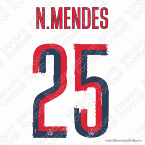 2025-26 PSG Cup Away Name Set #25 Nuno MENDES (Repro) - Image 1