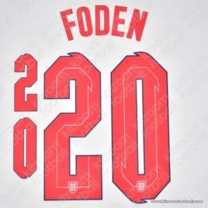 2020-21 England UEFA Euro Home Name Set #20 FODEN (Repro)