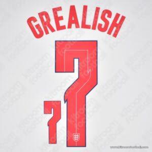 2020-21 England UEFA Euro Home Name Set #7 GREALISH (Repro)