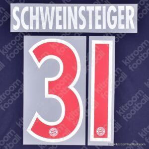 Official Reissue 2013-14 Bayern Munich Third Name Set #31 SCHWEINSTEIGER (DekoGraphics)