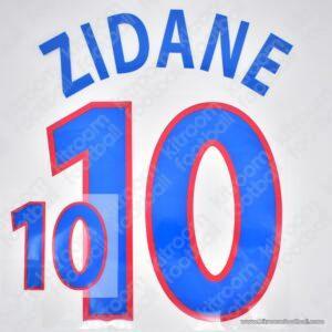 2000 France UEFA Euro Away Name Set #10 ZIDANE (Repro)