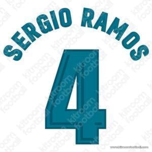 2017-18 Real Madrid La Liga Home Name Set #4 SERGIO RAMOS (Repro)