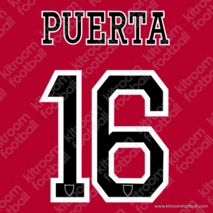 2007-08 Sevilla Home Away Third Name Set #16 PUERTA (Repro)