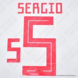 2018 Spain FIFA World Cup Away Name Set #5 SERGIO Busquests (Repro) v1