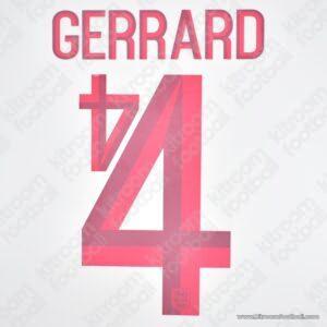 2012 England UEFA Euro Home Name Set #4 GERRARD (Repro)