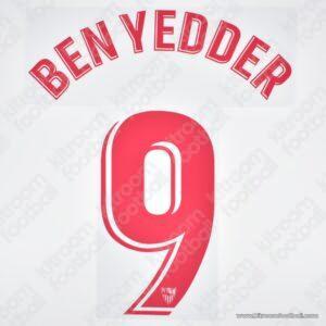 Original Player Issue 2017-19 Sevilla La Liga Home Name Set #9 BEN YEDDER