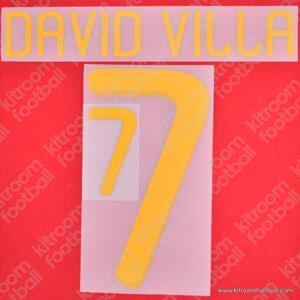 Original Player Issue 2010 Spain FIFA World Cup Home & Away Name Set #7 DAVID VILLA (DekoGraphics)