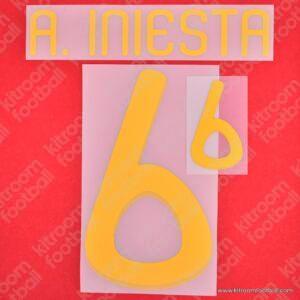Original Player Issue 2010 Spain FIFA World Cup Home & Away Name Set #6 Andrés INIESTA (DekoGraphics)