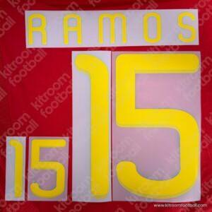 Original Player Issue 2010 Spain FIFA World Cup Home & Away Name Set #15 Sergio RAMOS (DekoGraphics)