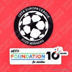 Original Player Issue 2025-26 Tottenham UEFA Champions League Europa League 2024-25 Winner Trophy + Foundation 10th Anniversary Patch (Sporting ID)