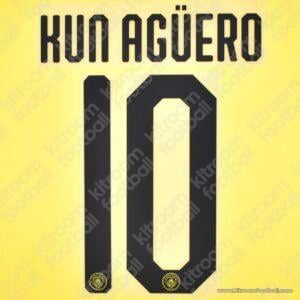 Original Player Issue 2019-20 Manchester City Cup Home Name Set #10 KUN AGUERO
