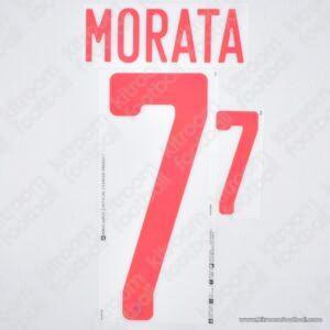 Original Player Issue 2019-22 Spain UEFA Euro,UEFA Nations League Away Name Set #7 MORATA