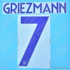 Original Player Issue 2018-19 Atletico Madrid Cup Away Name Set #7 GRIEZMANN (Sipesa)
