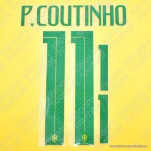 Original Player Issue 2018 Brazil FIFA World Cup Home Name Set #11 P. COUTINHO
