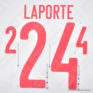 Original Player Issue 2019-22 Spain UEFA Euro,UEFA Nations League Away Name Set #24 LAPORTE - Image 1