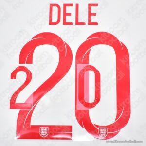 Original Player Issue 2018 England FIFA World Cup Home Name Set #20 DELE (Sporting ID)