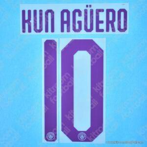 Original Player Issue 2019-20 Manchester City Cup Home Name Set #10 KUN AGUERO - Image 1