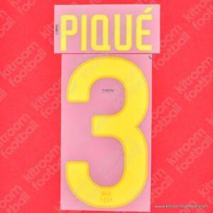 Original Player Issue 2011-12 Barcelona Home & Away Name Set #3 PIQUÉ (Sipesa)
