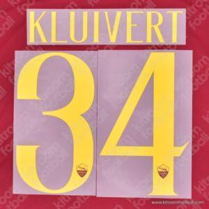 Original Player Issue 2018-19 As Roma Home Name Set #34 KLUIVERT