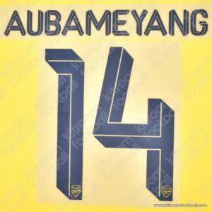 Original Player Issue 2019-20 Arsenal Premier League Away Name Set #14 AUBAMEYANG - Image 1