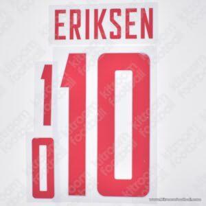 Original Player Issue 2020-24 Denmark FIFA World Cup,UEFA Euro Away Name Set #10 ERIKSEN