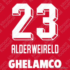 2023-24 Royal Antwerp Home Name Set #23 ALDERWEIRELD + GHELAMCO (Repro) - Image 1