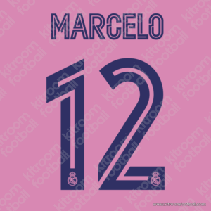 2020-21 Real Madrid Home Name Number Set #12 MARCELO UCL Repro - Image 1