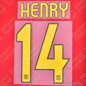 Official Reissue 2007-08 Barcelona Home & Away Name Set #14 HENRY (Sipesa)