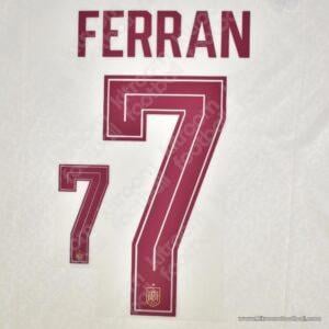 2026 Spain FIFA World Cup Away Name Set #7 FERRAN (HQ Repro)
