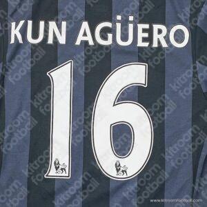 2011-13 Manchester City Premier League Away Name Set #16 KÜN AGUERO (HQ Repro) - Image 1