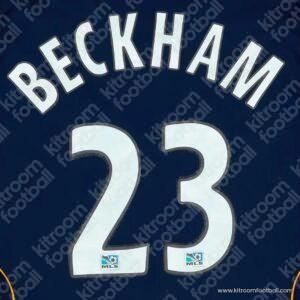 2007-08 Los Angeles Galaxy MLS Major League Soccer Away Name Set #23 BECKHAM (Repro)