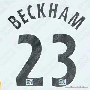 2007-08 Los Angeles Galaxy MLS Major League Soccer Home Name Set #23 BECKHAM (Repro)