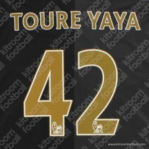 2013-14 Manchester City Premier League Away Name Set #42 TOURE YAYA (HQ Repro) - Image 1