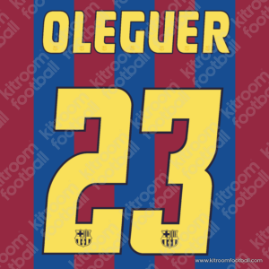 2004-06 Barcelona La Liga Home Name Set #23 OLEGUER (Repro)