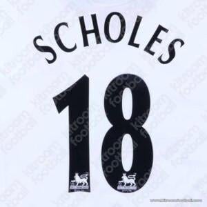 1997-07 Manchester United Premier League Away Name Set #18 SCHOLES (HQ Repro) - Image 1
