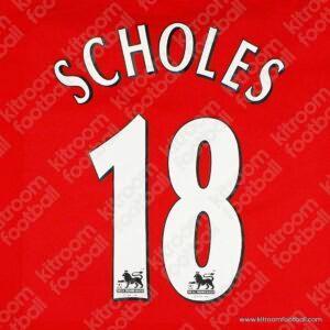 1997-07 Manchester United Premier League Home Name Set #18 SCHOLES (HQ  Repro)