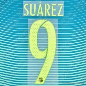 2016-17 Barcelona Third Name Set #9 SUAREZ (HQ Repro) - Image 1